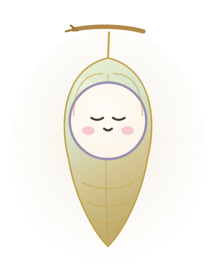 葉のゆりかごに眠る、小さな自分（インナーチャイルド）のレイ。
